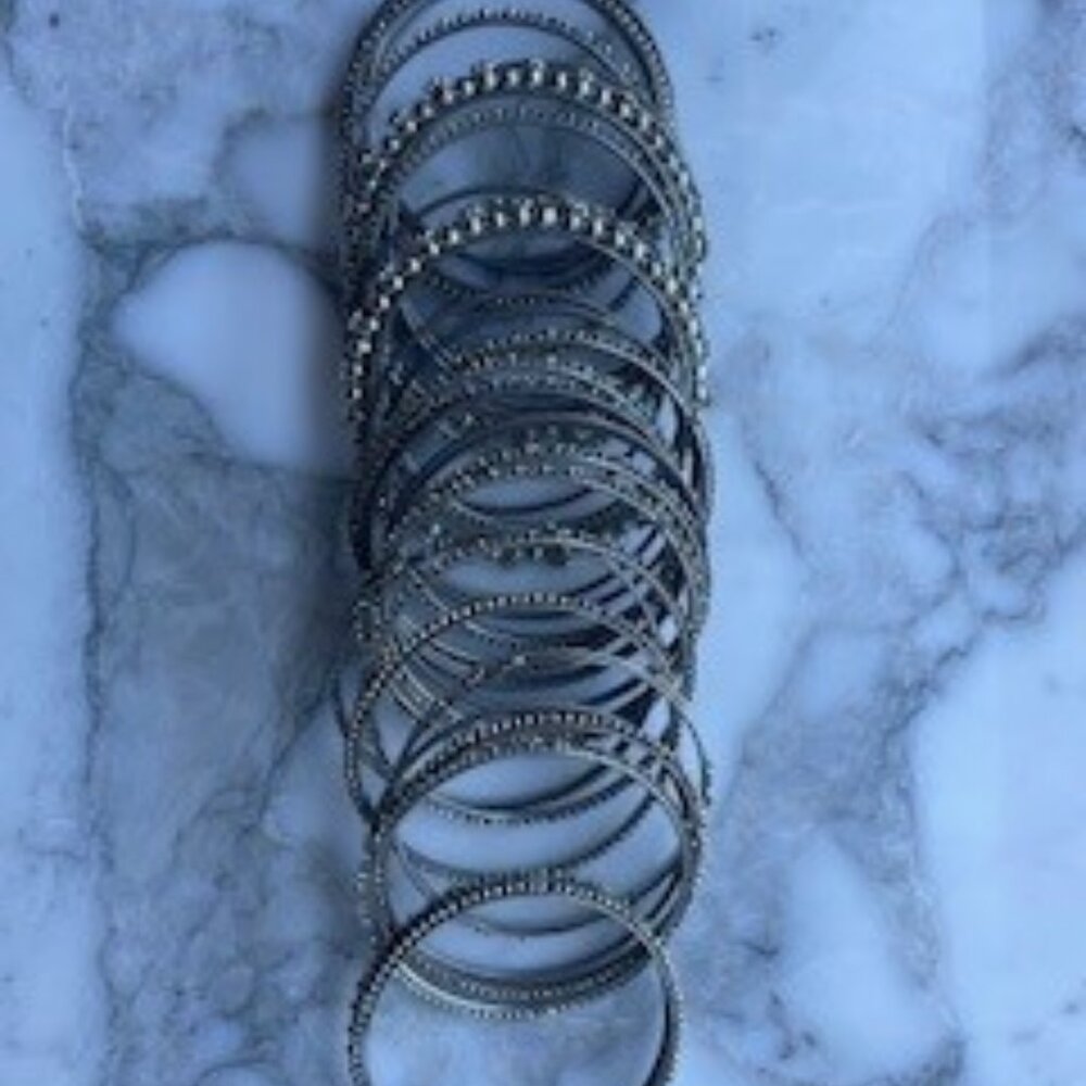 Costume Jewelry Bracelets - Silver  Set of 34 bracelets